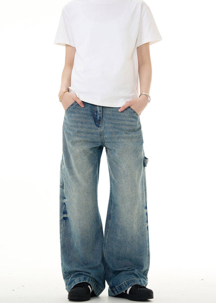 Blue Cleanfit Bootcut Jeans Men’s Loose Wide-Leg Pants - S / Mid Blue - Men’s Jeans
