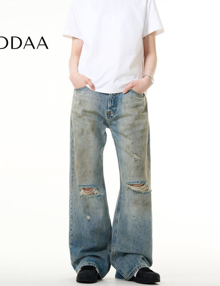 Distressed Blue Bootcut Jeans for Men and Women - S / Mid Blue - Men’s Jeans