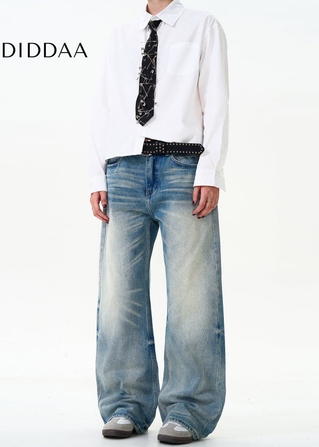 Blue Loose Fit Casual Straight Jeans for Men and Women - Men’s Jeans