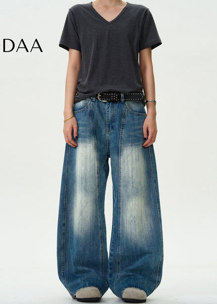 Blue Deconstructed Casual Scimitar Jeans - S / Mid Blue - Men’s Jeans