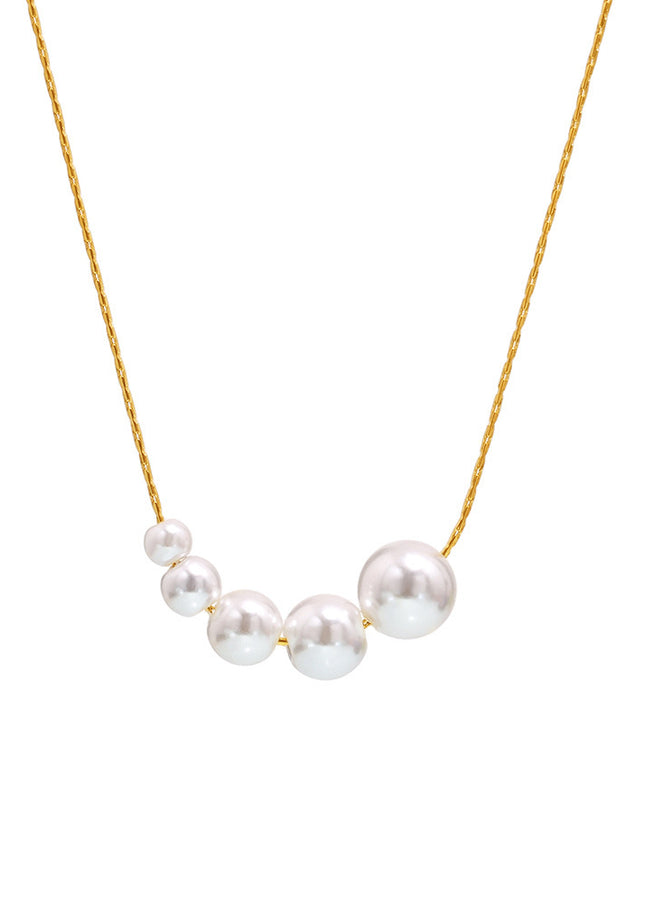 Mystery ins European and American fashion light luxury shell bead necklace women's non-fading niche versatile stainless steel clavicle chain spot