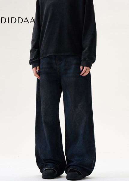 Blue Loose Fit High Street Dirty Jeans for Men and Women - Men’s Jeans
