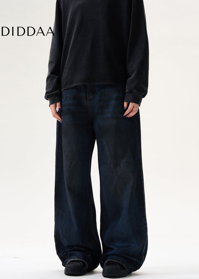 Blue Loose Fit High Street Dirty Jeans for Men and Women - Men’s Jeans