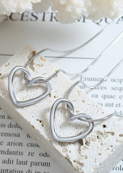 Versatile, trendy, sweetheart, niche, plain circle, love pendant, round snake chain, personalized fashion necklace, girlfriends, titanium steel jewelry
