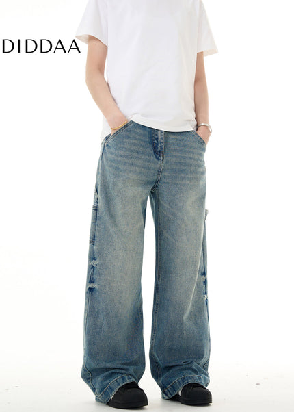 Blue Cleanfit Bootcut Jeans Men’s Loose Wide-Leg Pants - Men’s Jeans