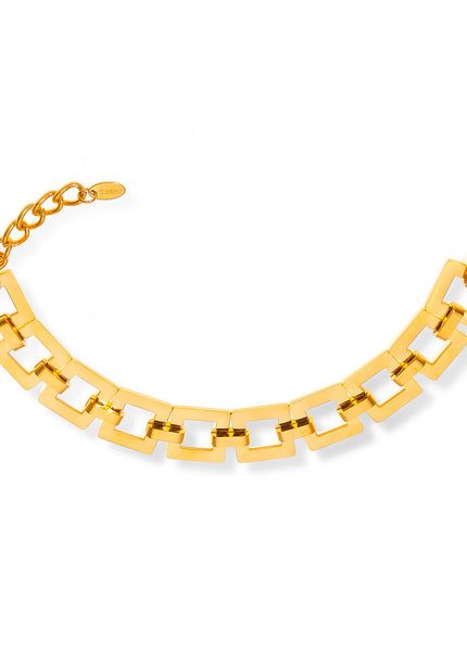 European and American niche fashion personality casual style jewelry, geometric hollow square card stitching, design sense titanium steel gold-plated bracelet