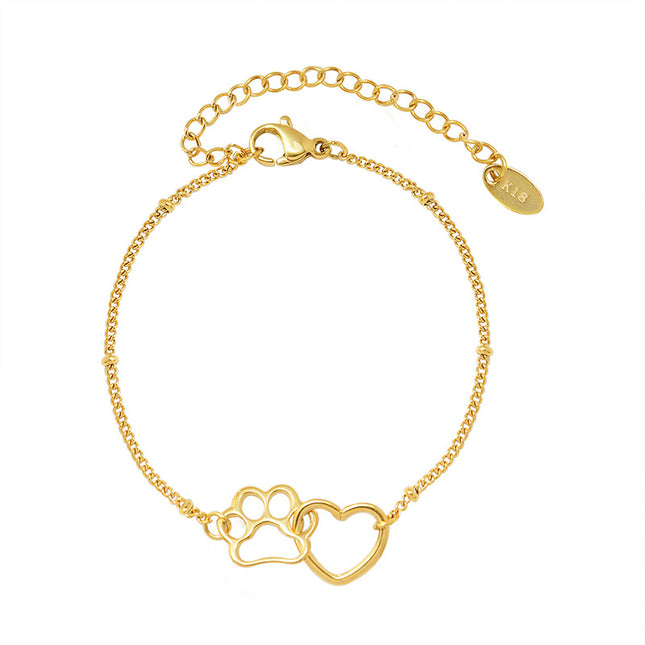 18K gold-plated cute foreign love footprint bracelet Campus little girl titanium bracelet jewelry hand ornament E014
