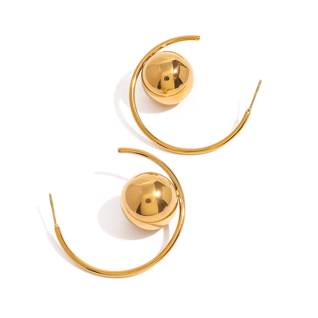 Jieding European and American stainless steel simple C-shaped earrings high-end versatile earrings 18K gold titanium steel earrings cross-border