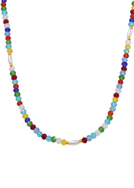 Mystery Li, dopamine hyun elegant style, colored crystal stone beaded necklace, ins style, niche design, fashionable clavicle chain