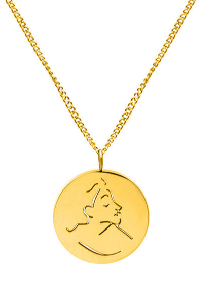 Mystery ins style autumn winter new necklace female niche design sense abstract portrait medallion pendant clavicle necklace