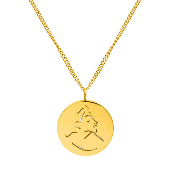 Mystery ins style autumn winter new necklace female niche design sense abstract portrait medallion pendant clavicle necklace