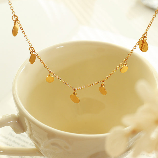 Niche design resort style geometric fashion personality necklace European and American ins clavicle chain non-fading gold-plated jewelry