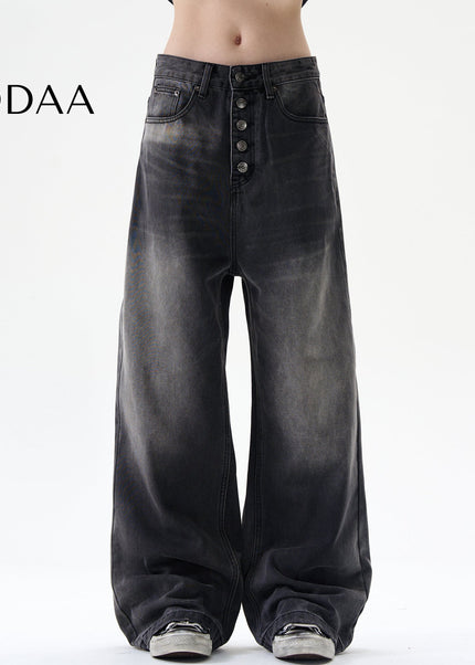 Blue Loose Fit Casual Wide-Leg Jeans for Men and Women - S / Black - Men’s Jeans