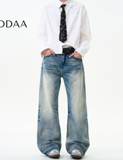 Blue Loose Fit Casual Straight Jeans for Men and Women - S / Mid Blue - Men’s Jeans