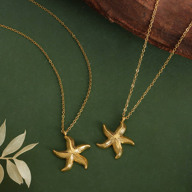 European and American cross-border new fashion resort style niche clavicle necklace starfish pendant 18K gold non-fading necklace women