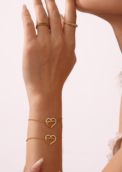 Mystery letter MAMMA love bracelet super flash zirconia hand-inlaid temperament niche European and American style new jewelry