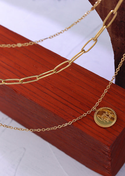 European and American versatile cold wind English alphabet medallion pendant necklace cross-border hot-selling titanium steel clavicle chain jewelry
