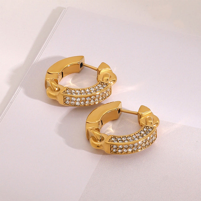 Jieding European and American stainless steel diamond earrings, high-end light luxury earrings, titanium steel stud earrings, earrings, cross-border earrings