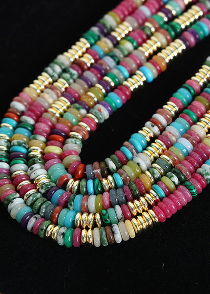 European and American new high-end national style light luxury personality natural stone abacus beads handmade beaded necklace jewelry women