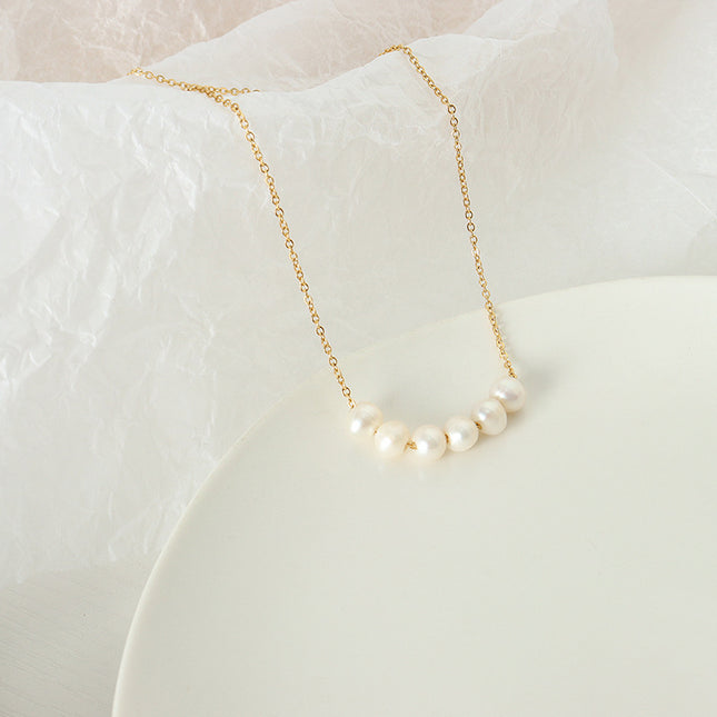 The Korean version of the ins goddess has a niche temperament and does not fade, baroque natural freshwater pearl necklace, light luxury gold-plated jewelry