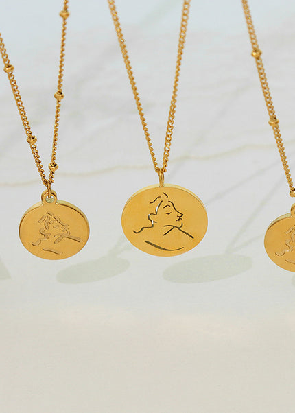 Mystery ins style autumn winter new necklace female niche design sense abstract portrait medallion pendant clavicle necklace