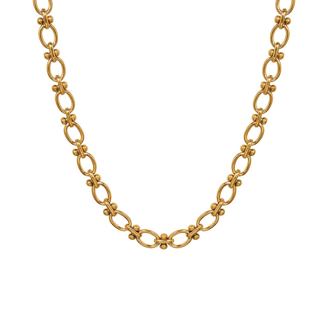 Marka French style ins style European and American clavicle chain i cold wind choker chain stitching wild necklace titanium steel 18K gold