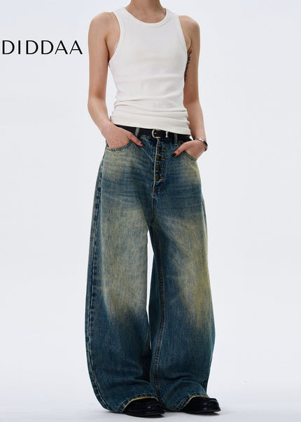 Blue Distressed Loose Straight Jeans for Men and Women - Men’s Jeans