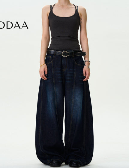Washed Blue Distressed Wide-Leg Machete Jeans - S / Dark Blue - Men’s Jeans