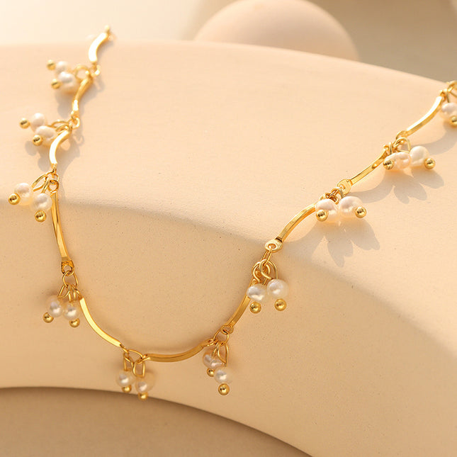 French gentle wind natural freshwater pearl necklace fashion versatile small pearl pendant delicate collar accessories wholesale