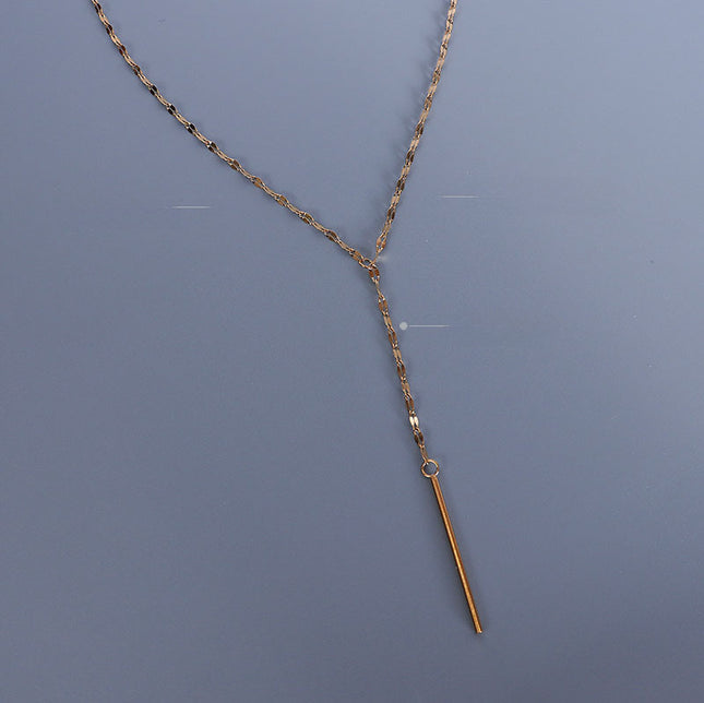Marka: French Y-shaped necklace, short necklace with tassels, collarbone necklace, titanium steel, 18k gold, P529