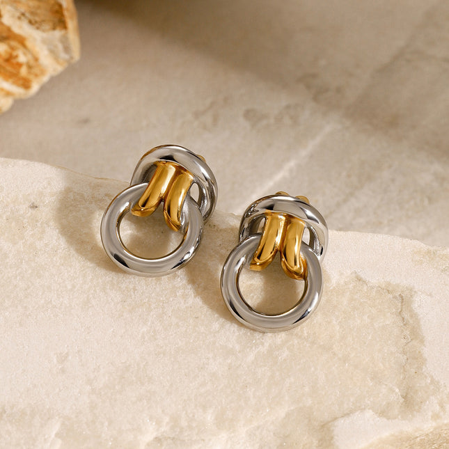Jieding cross-border European and American stainless steel earrings high-end ins metal jewelry titanium steel electroplating does not fade stud earrings women