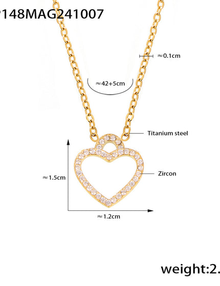 Mystery beauty niche temperament starry zircon hollow love clavicle necklace women's new titanium steel set in stock