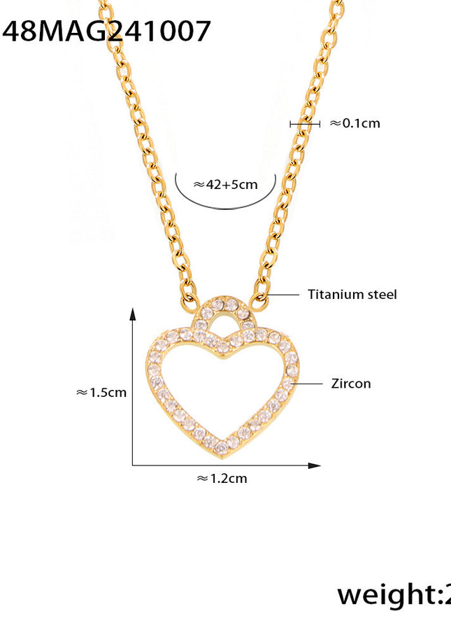 Mystery beauty niche temperament starry zircon hollow love clavicle necklace women's new titanium steel set in stock