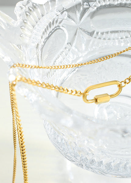 European and American ins jewelry chocker geometric special-shaped specific oval buckle double stacked clavicle titanium steel necklace P961