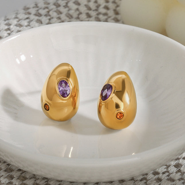 Jieding Europe and America titanium steel zircon stud earrings light luxury high-end earrings earrings stainless steel jewelry cross-border earrings