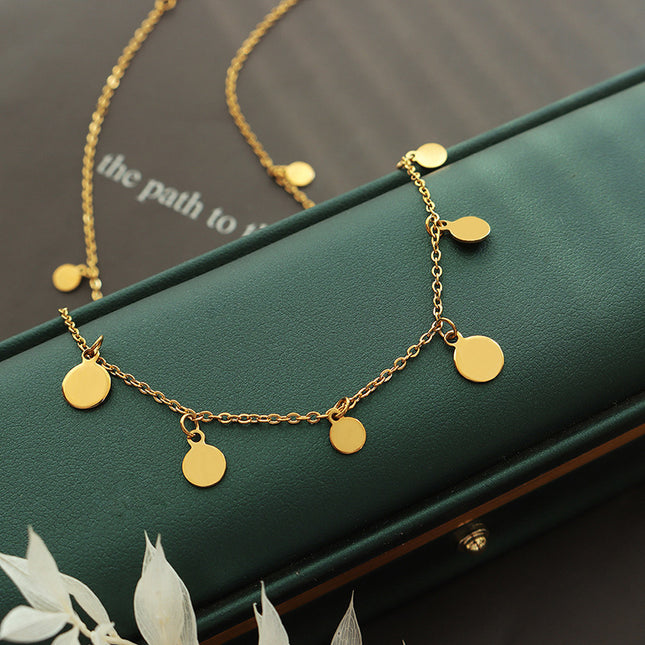 Niche design resort style geometric fashion personality necklace European and American ins clavicle chain non-fading gold-plated jewelry