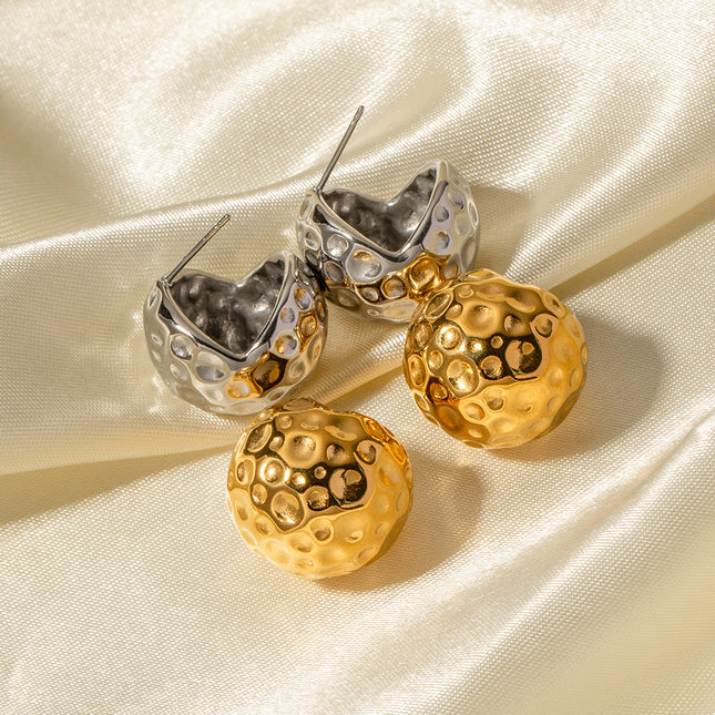 INS French new titanium steel earrings big brand same spherical hammer pattern zirconium gold earring earrings jewelry women