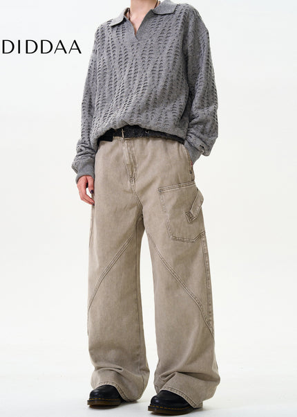 Blue Distressed Loose Cargo Jeans for Men and Women - Men’s Jeans