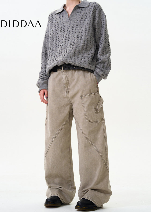 Blue Distressed Loose Cargo Jeans for Men and Women - Men’s Jeans