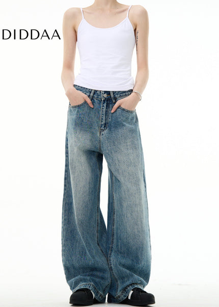 Blue Vintage Wash Loose Fit Straight Leg Jeans - Men’s Jeans