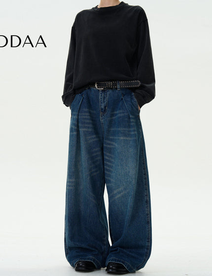 Blue Loose Fit Machete Jeans with Pleats for Men - S / Dark Blue - Men’s Jeans