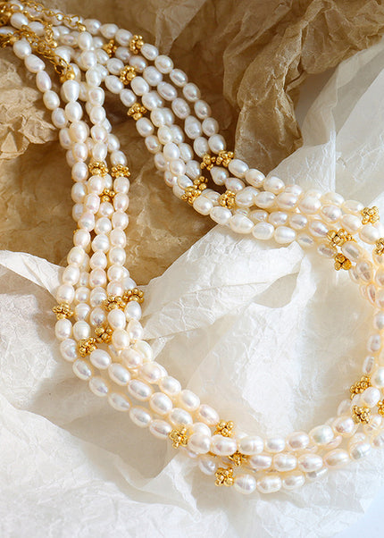 Simple and not faded, ins, fashionable, individual, freshwater, pearl, gold, accessories, necklaces, French trend jewelry