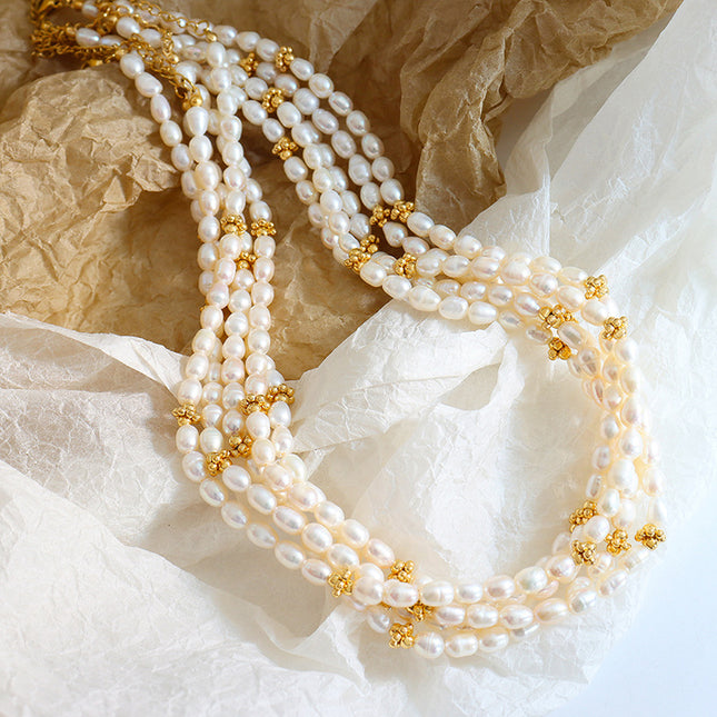 Simple and not faded, ins, fashionable, individual, freshwater, pearl, gold, accessories, necklaces, French trend jewelry