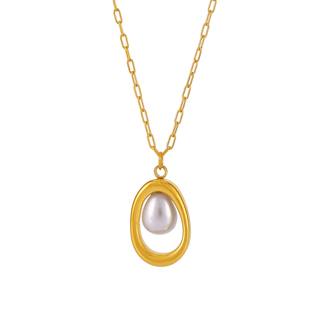 Mystery Stainless Steel Gold Ingot Pearl Necklace Small Fashion 18K Real Gold Niche Necklace Jewelry Stock Wholesale