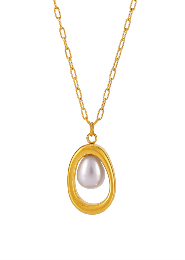 Mystery Stainless Steel Gold Ingot Pearl Necklace Small Fashion 18K Real Gold Niche Necklace Jewelry Stock Wholesale