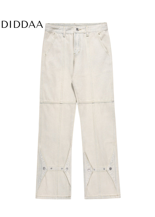 Yellow Mud Dyed Bootcut Jeans with Deconstructed Style - Men’s Jeans
