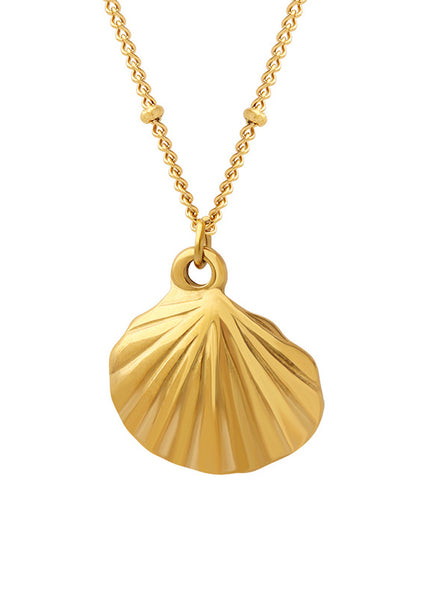 Korean ins, fashion, commuting, traveling, vacation, style jewelry, scallop pendant, necklace, gold-plated and non-fading P948