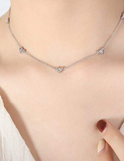 Niche fresh style zircon peach heart necklace versatile fashion bracelet personality design earrings jewelry three-piece set