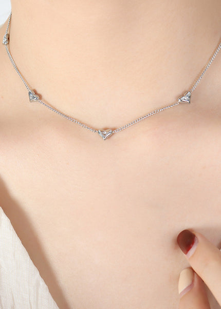 Niche fresh style zircon peach heart necklace versatile fashion bracelet personality design earrings jewelry three-piece set