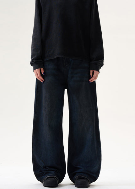 Blue Loose Fit High Street Dirty Jeans for Men and Women - Men’s Jeans